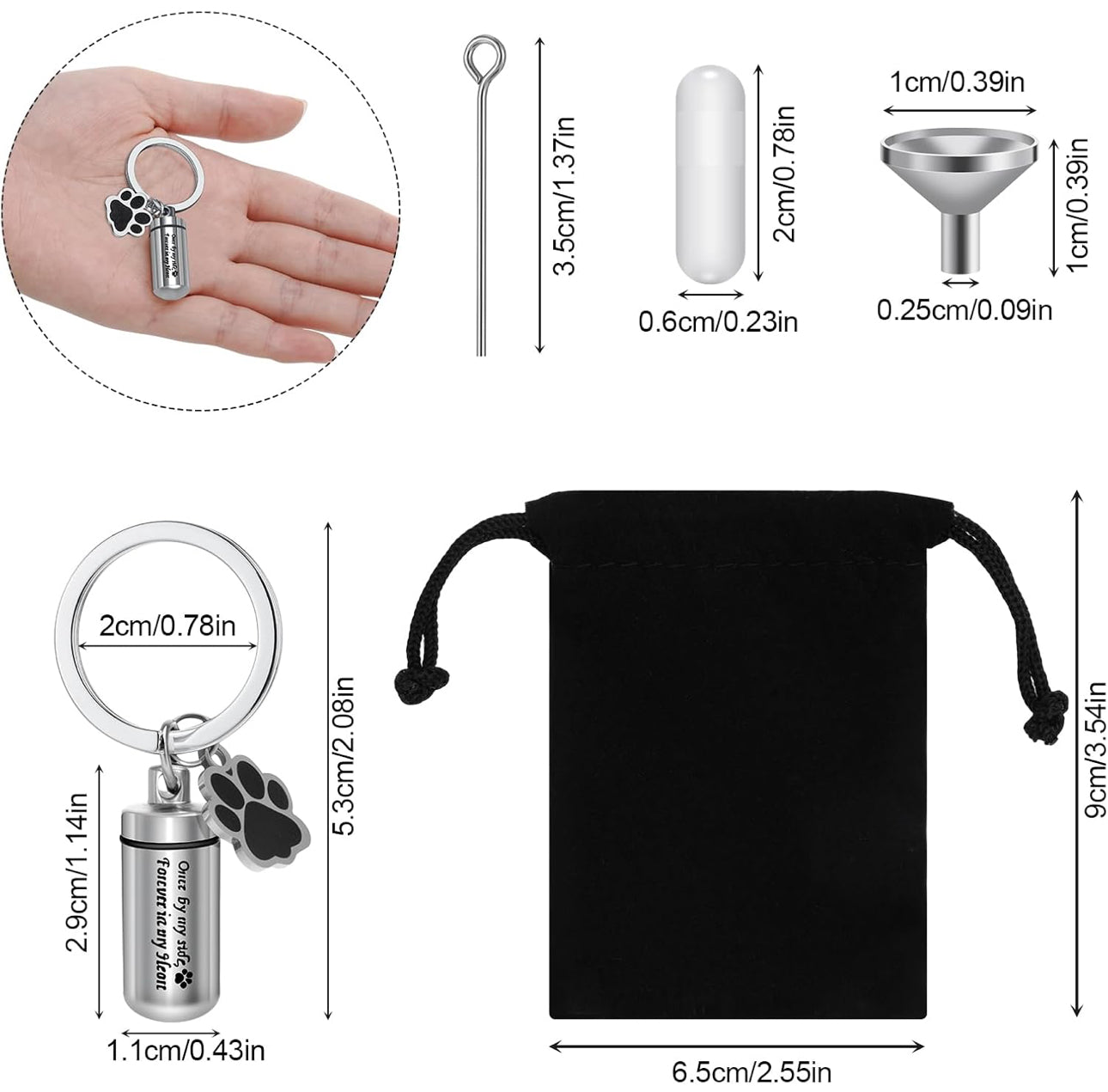Pet Ashes Keyring - Stainless Steel